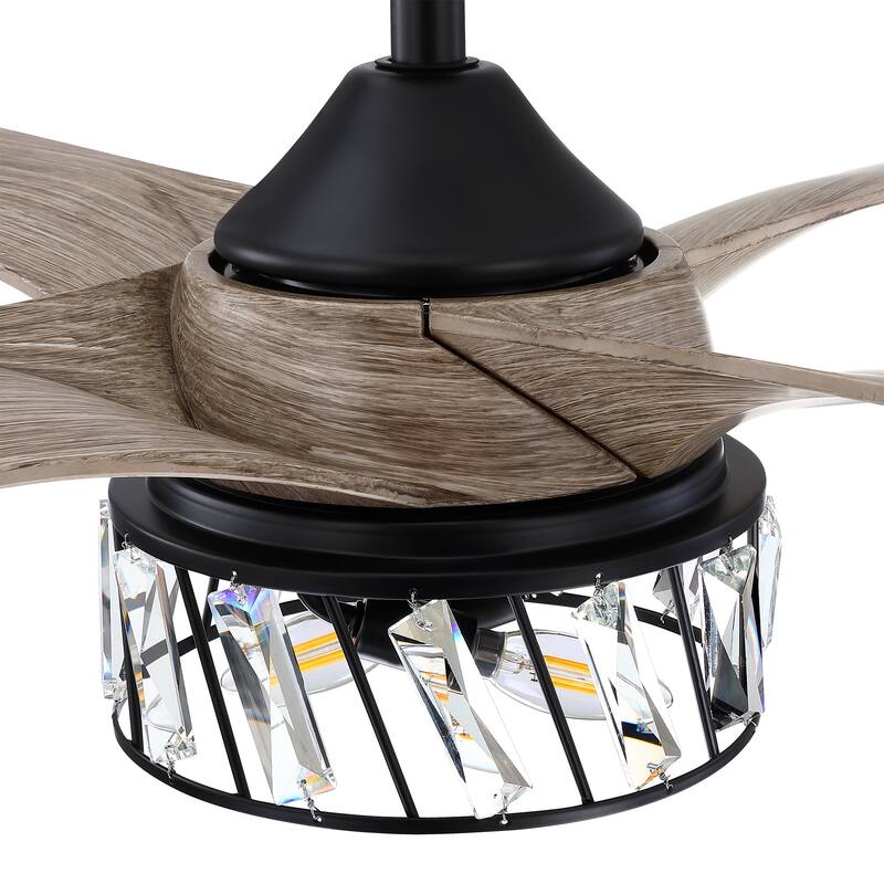 52" Industrial Black 4-Blade AC Motor Ceiling Fan with Light and Remote