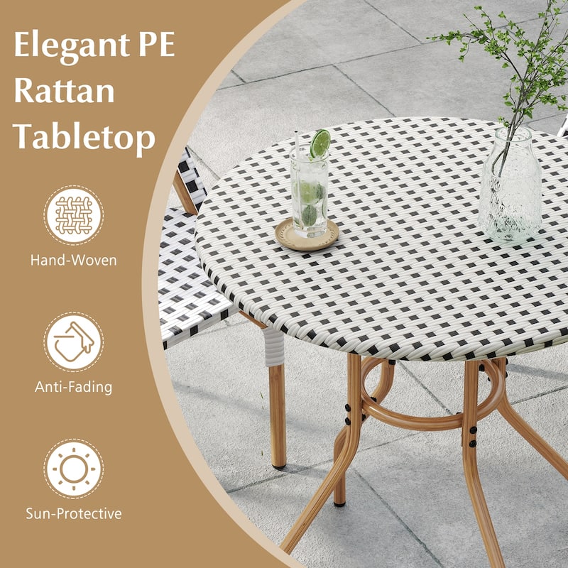 Gymax 27.5'' Outdoor Bistro Table PE Rattan Round Patio Side Table w/