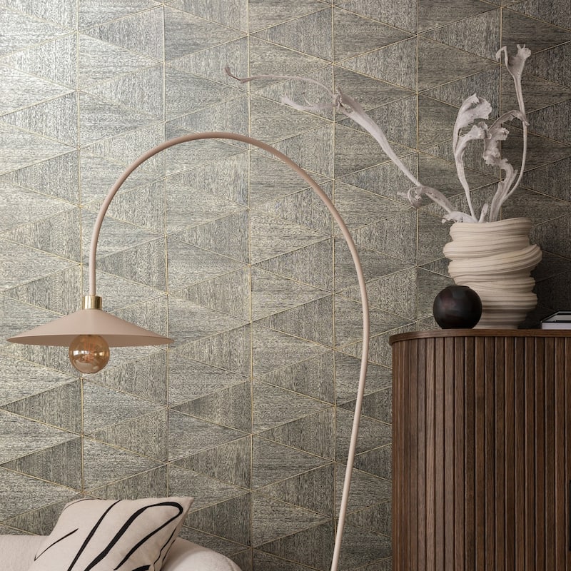 Galerie Wallcoverings Woods and Wicker Collection Triangular Wood Tile Matte Finish Vinyl on Non-woven Wallpaper Roll
