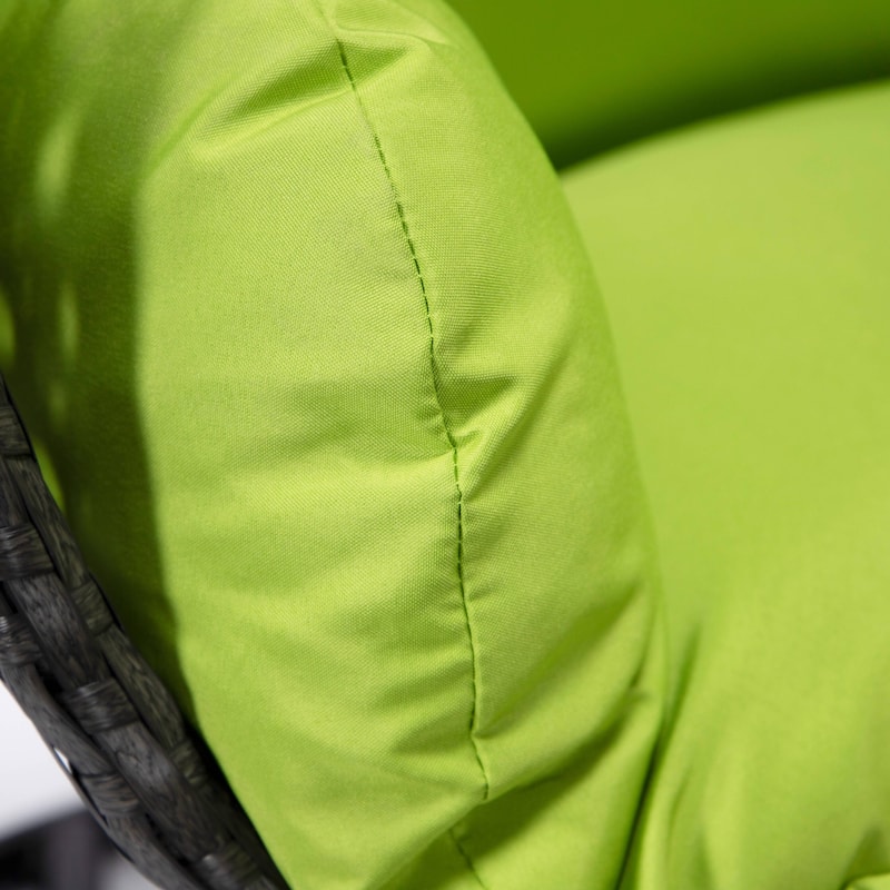 LeisureMod Charcoal Single Seater Rattan Wicker Egg Swing Hanging Chair for Indoor Outdoor Patio Porch Backyard Garden