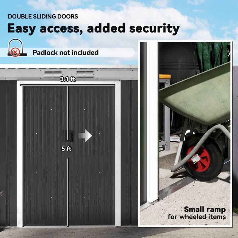 Outsunny 9' x 4' Outdoor Rust-Resistant Metal Garden Vented Storage Shed with Spacious Layout & Durable Construction