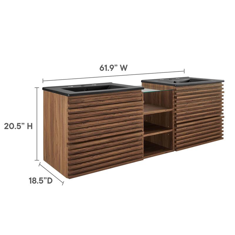 Render 62" Wall-Mount Double Sink Bathroom Vanity