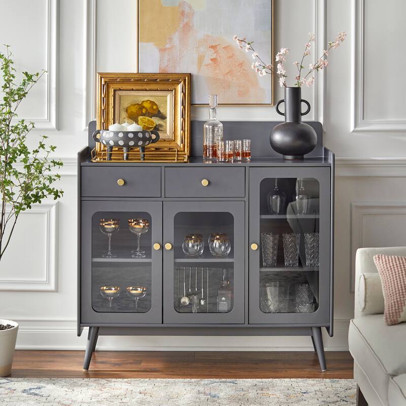Simple Living Hudson Mid-Century Sideboard - Charcoal Grey