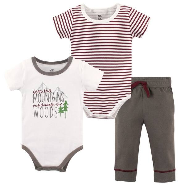 slide 1 of 1, Yoga Sprout Baby Boy Cotton Layette Set, Mountains 0-3 Months - Mountains