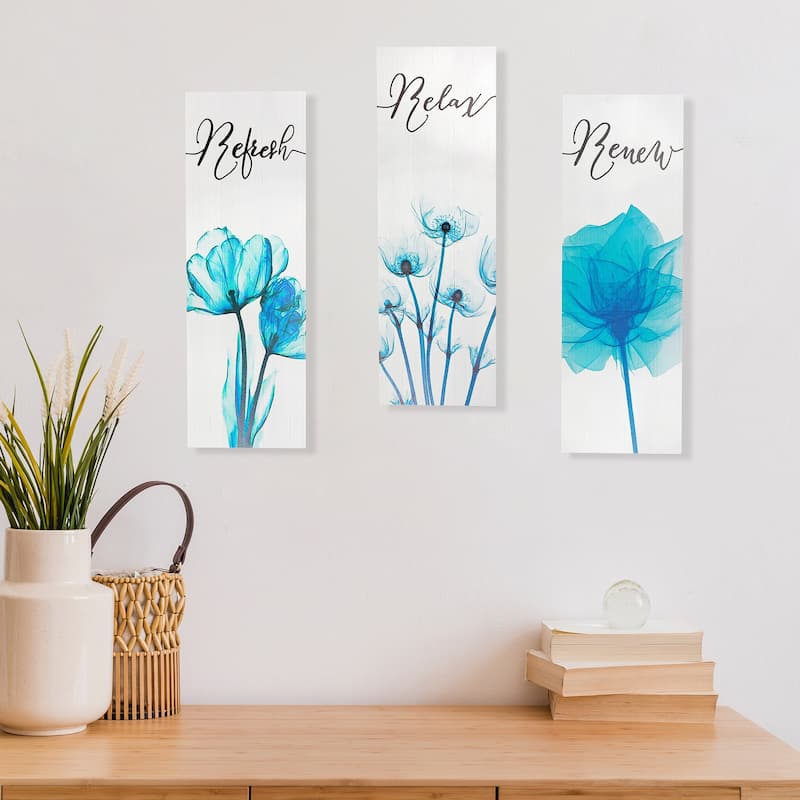 MDF Wall Sign Relax Renew Refresh - Set of 3