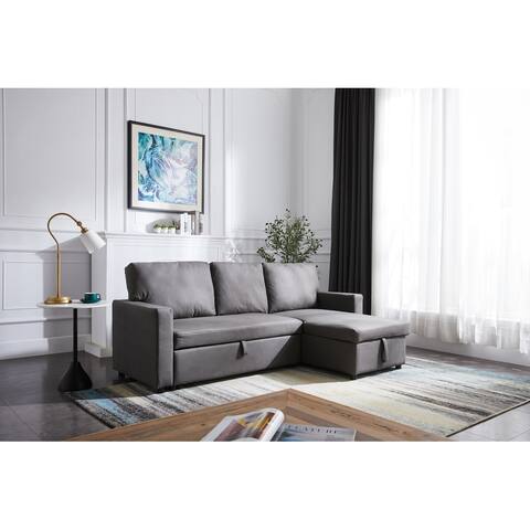 Nestfair Pull-out Sleeper Sectional Sofa with Storage