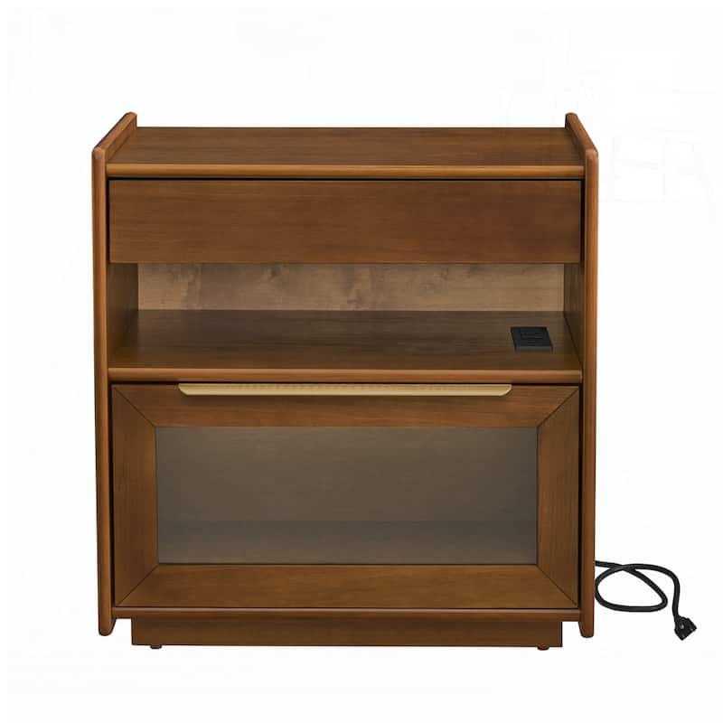 Nightstand with Charging Station and Open Shelf