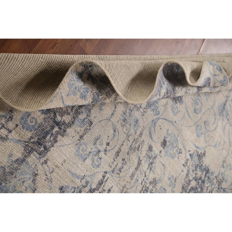 Ivory Abstract Rug Hand-Knotted Wool Carpet - 7'9"x 9'8"