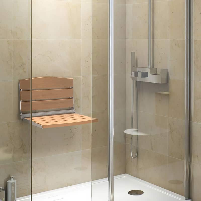 Moasis Plastic Wood Wall Mounted Folding Shower Seat