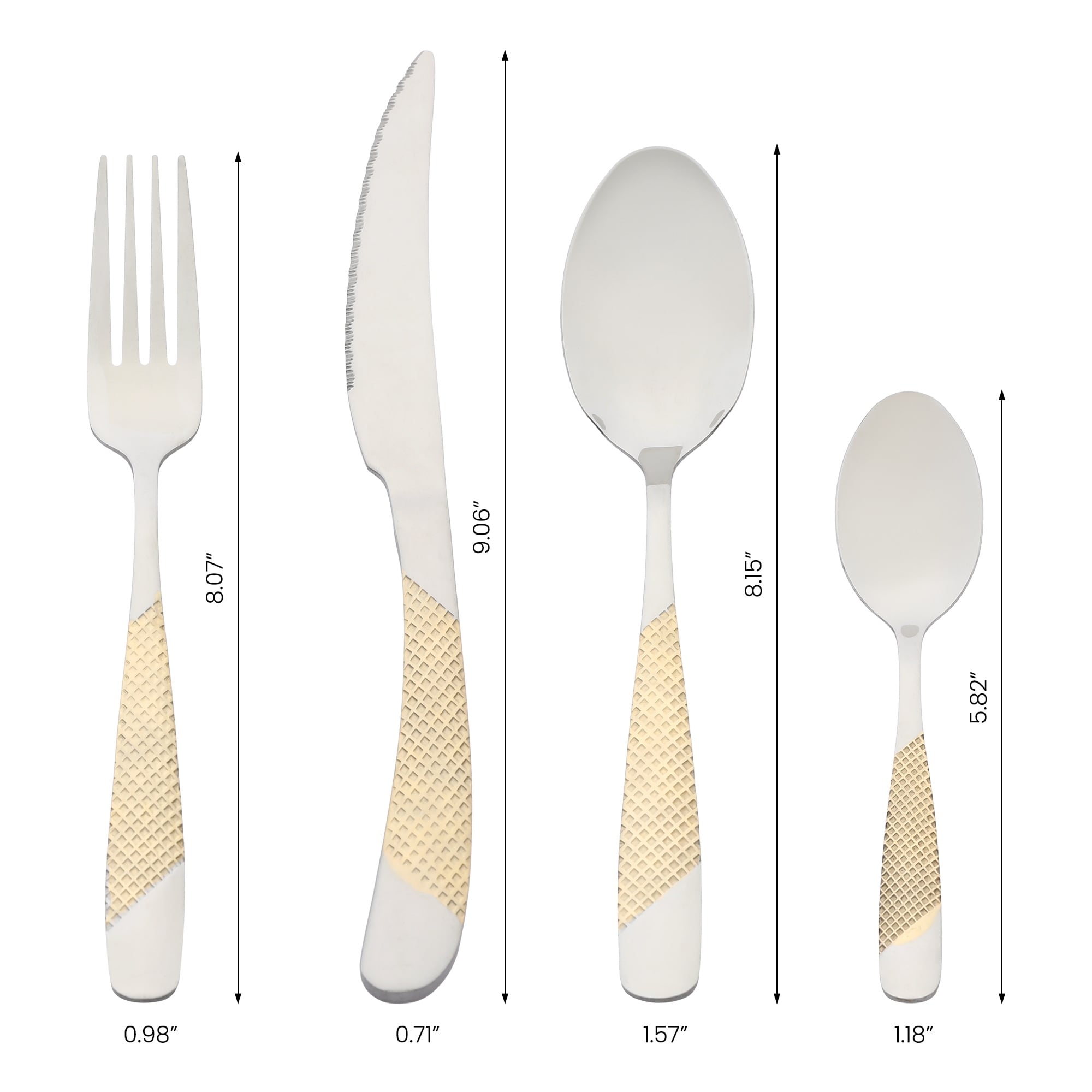 4 Pcs Stainless Steel Flatware Set, Mirror Polished Cutlery Set with Knife, Tableware Serving Utensils Set for Kitchen - 4 PCS