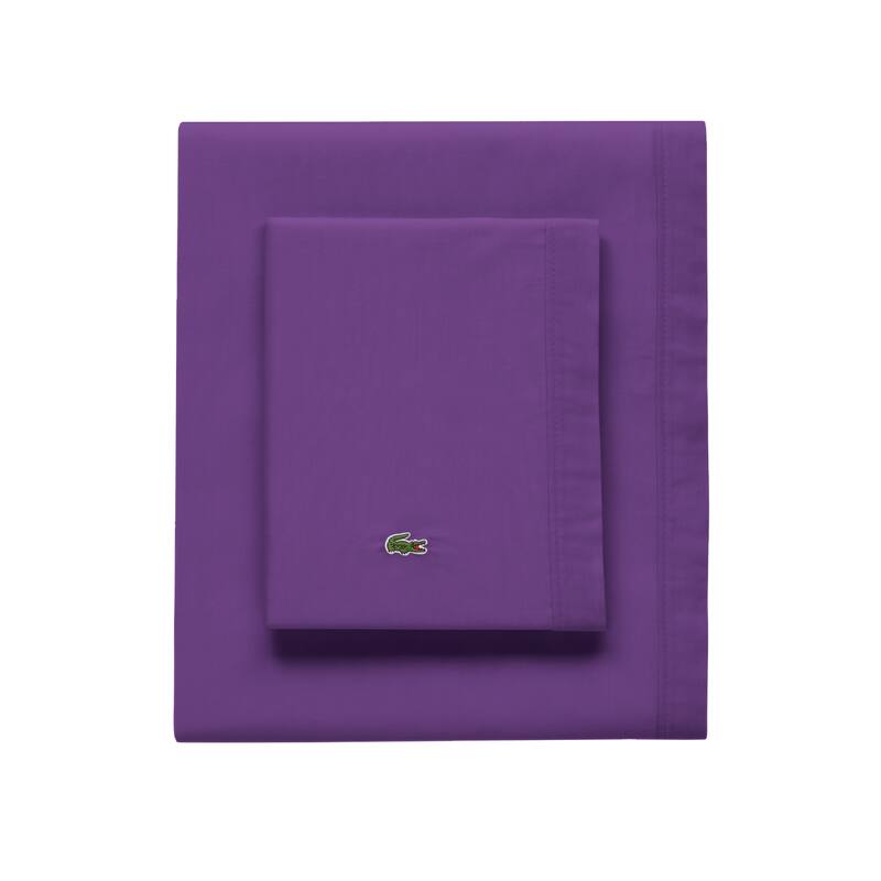 Lacoste Percale Cotton 2-Piece Pillowcase Set - Standard - Plum