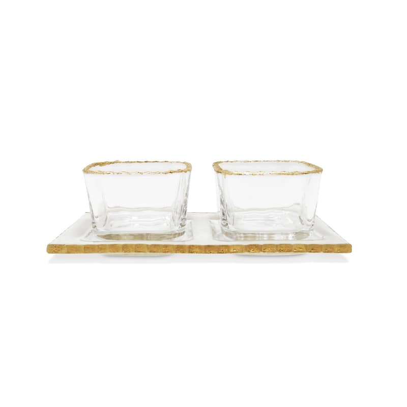 Bowl Relish Dish on Tray with Gold Rim