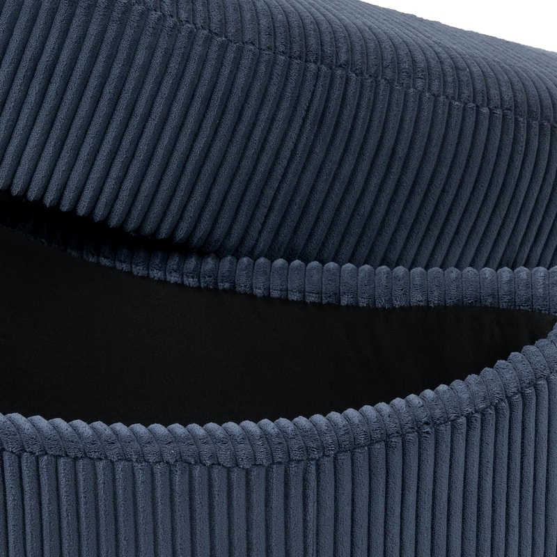 Upholstered Chenille Boucle Half Moon Storage Ottoman with Tray