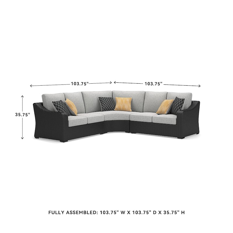Signature Design by Ashley Beachcroft Black/Gray 3-Piece Outdoor Sectional - 145" W x 145" D x 35" H