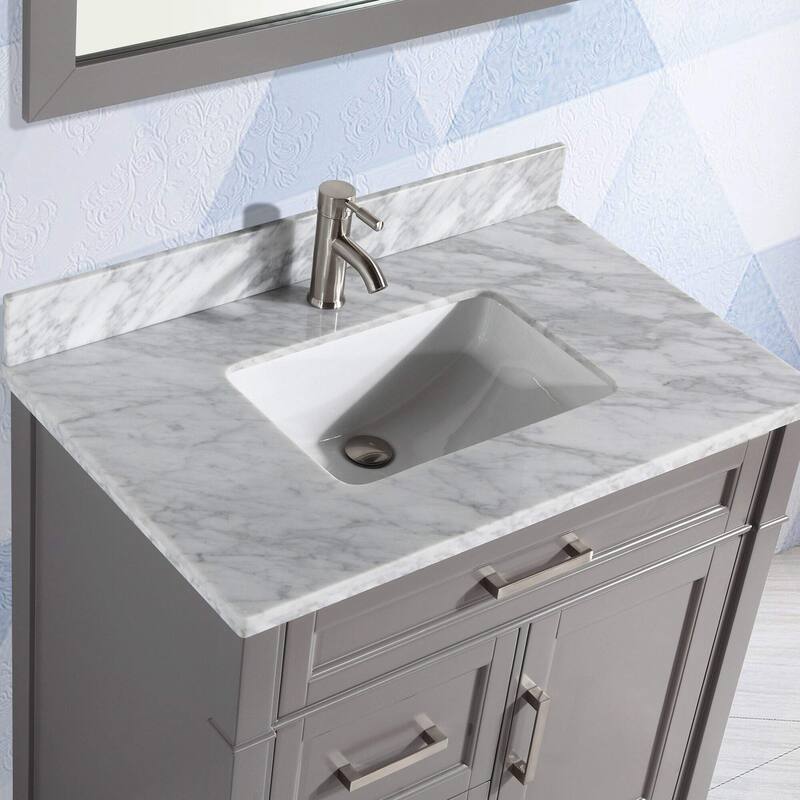 Vanity Art 36-Inch Single Sink Bathroom Vanity Set Carrara Marble Stone Top 3 Drawers 1 Shelf Undermount Sink with Free Mirror