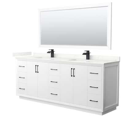 Strada 84-inch Double Vanity, Quartz Top, 70-inch Mirror