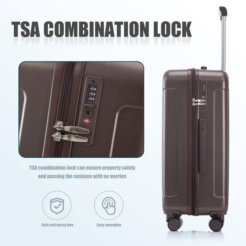 3 PCS in ABS Spinner Wheel Luggage, Carry on Suitcase, TSA Combination Lock