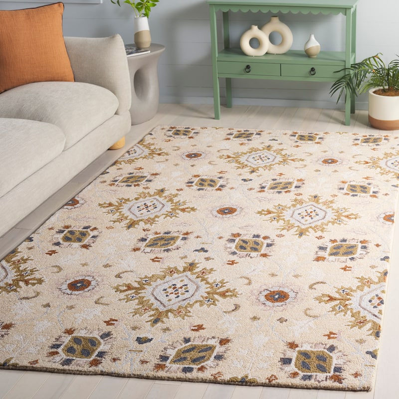 SAFAVIEH Handmade Metro Rosalynn Wool Rug - 6' Square - Beige/Green