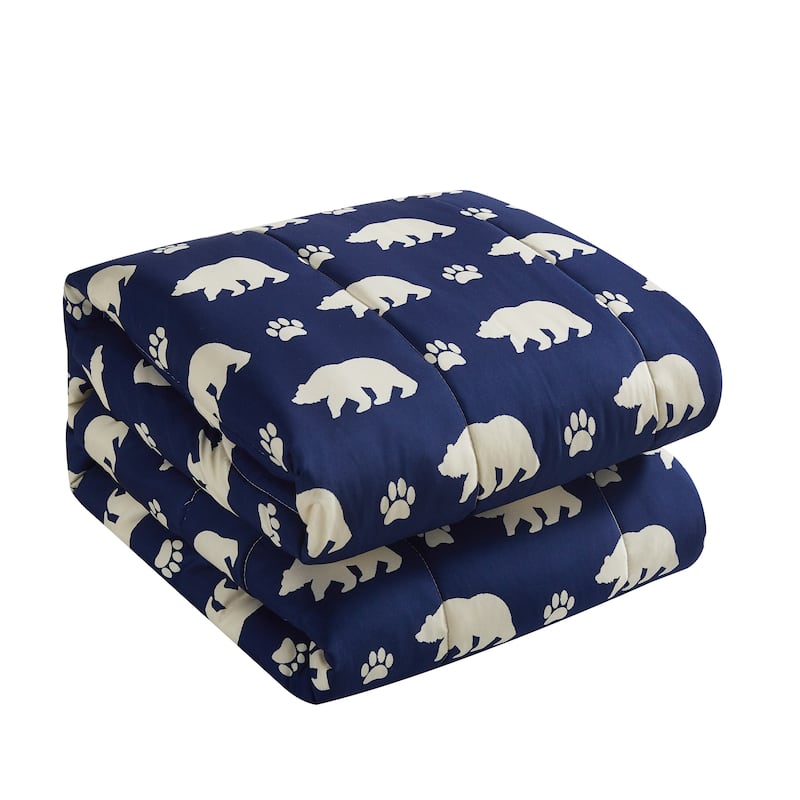 Dearfoams 4pc Mama Bear Comforter with Throw and 2 Eye Masks Set
