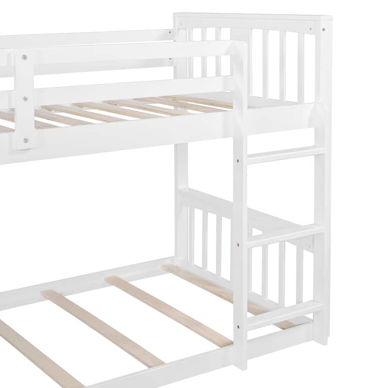 Twin Over Twin Bunk Bed with Ladder and Solid Pine Frame