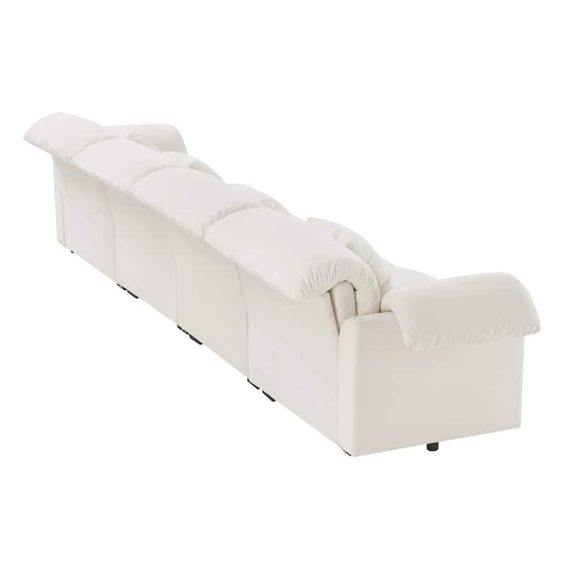 154.7" Velvet 4-Seater Oversized Sofa, Cloud Cushions and Storage Seats
