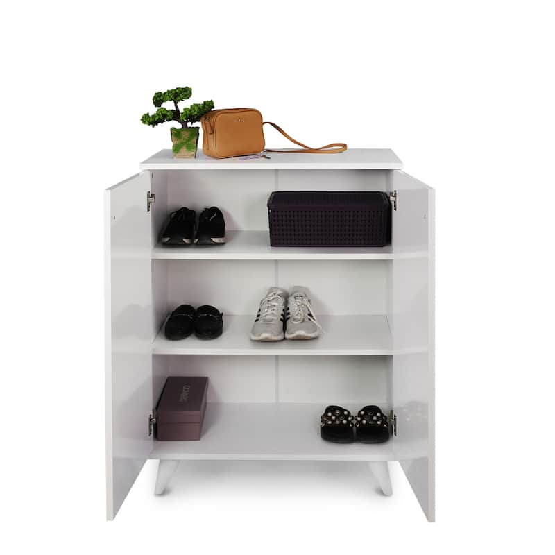 Wood Base Shoe Cabinet With Double Door
