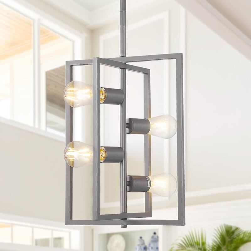 Pendant Light Fixture 4 Lights Candle Chandelier Rustic Industrial Metal Ceiling Light