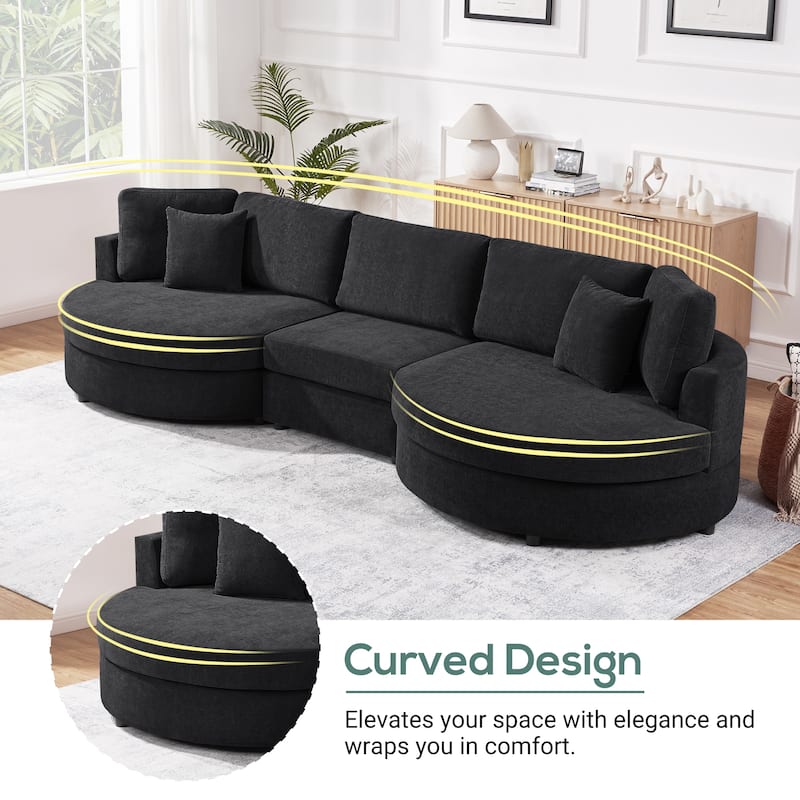 Christopher Knight Home - Xanthippe 3 Seater Upholstered Curved Design Sofa with Throw Pillow