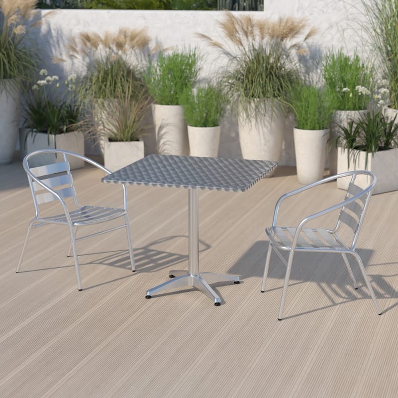 31.5" Square Aluminum Smooth Top Indoor-Outdoor Table with Base