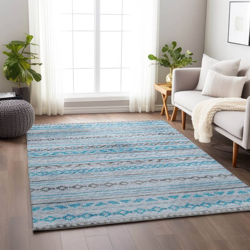 Premium Washable Super Soft Moroccan Boho Mayfield Rug - Turquoise - 8' x 10' - Rectangle