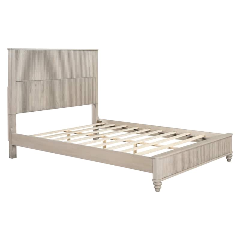 GDFStudio - Harrison Sturdy Solid Wood Bed Frame with Tall Headboard for Elegant Bedrooms