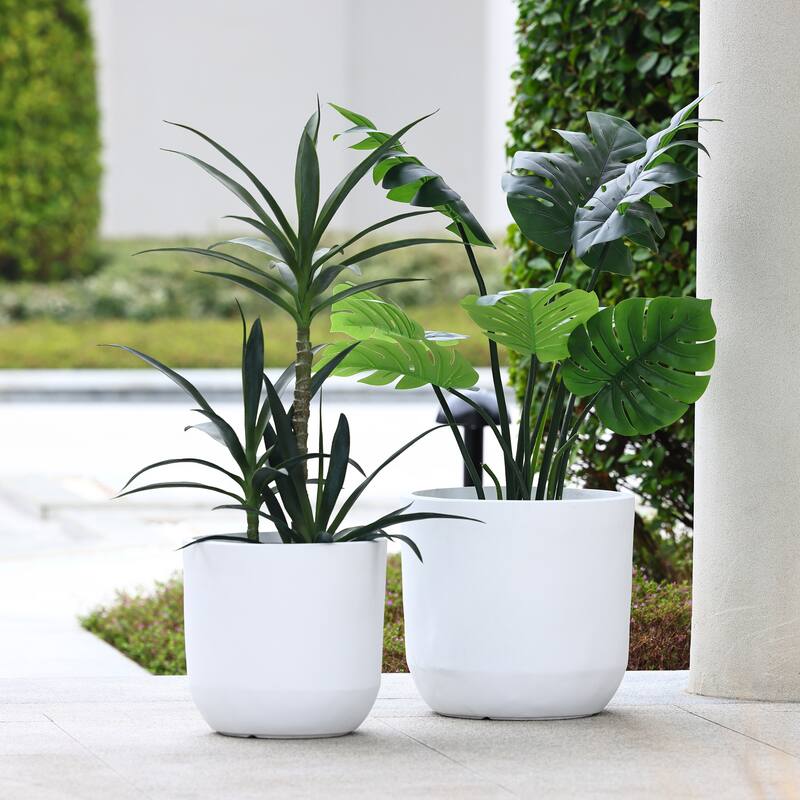 Round Smooth Finish Indoor/Outdoor MgO Planter, Single Planter for Indoors/Outdoors