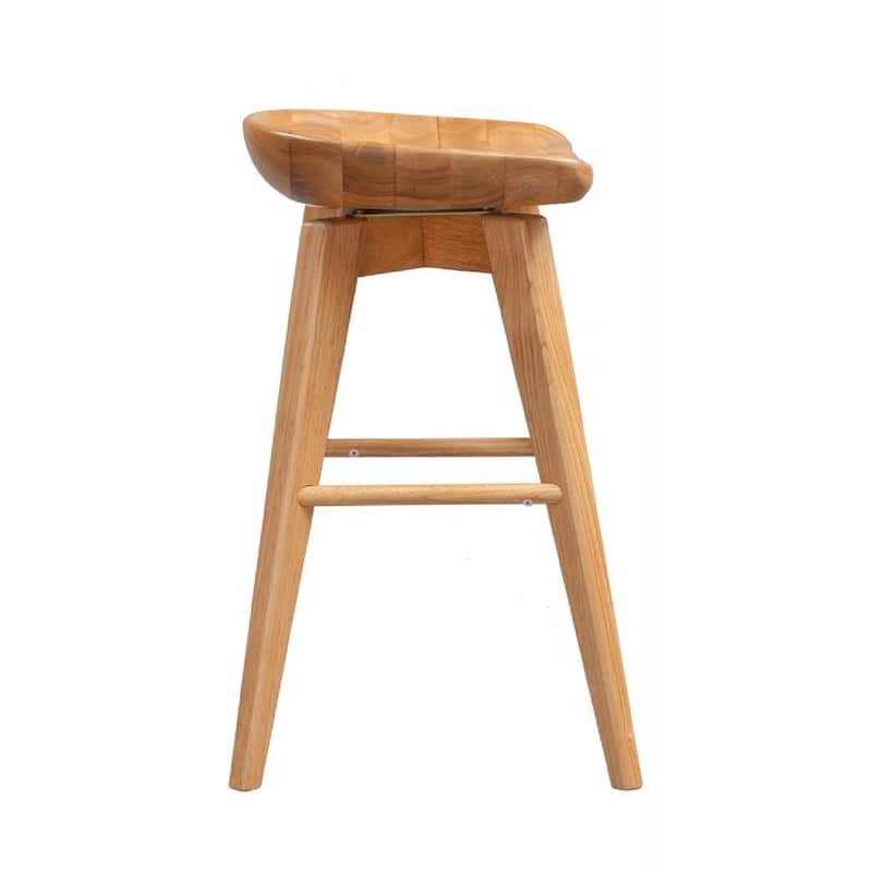 Bali Backless Wood Swivel Indoor Barstool - N/A
