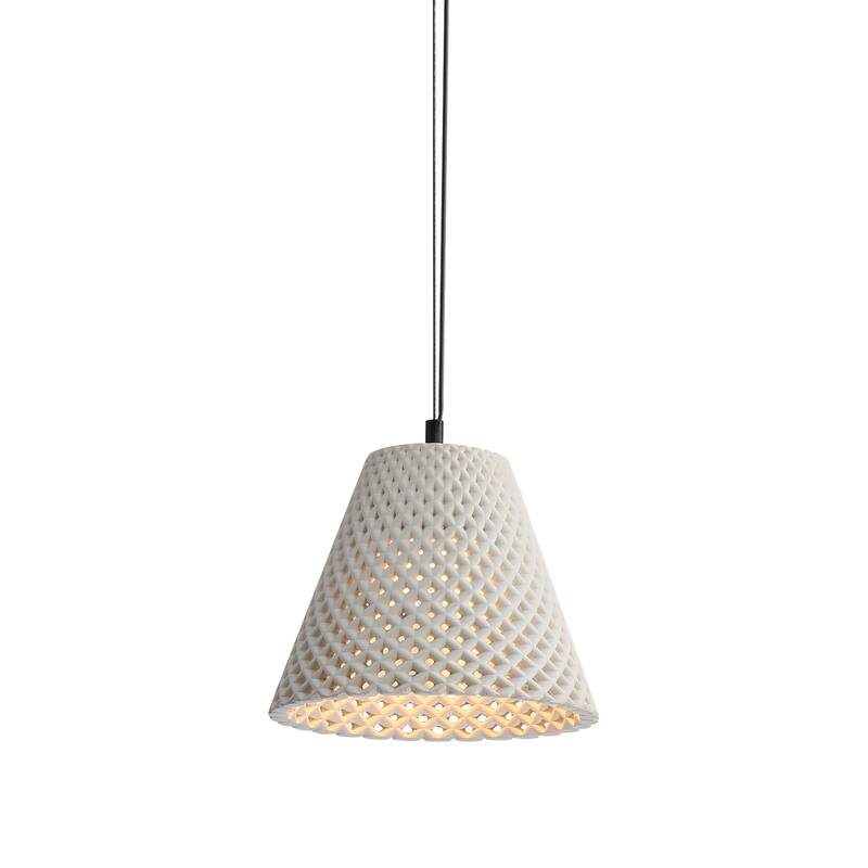 Clarus 10" LED Pendant in White Sandstone Cement - Black