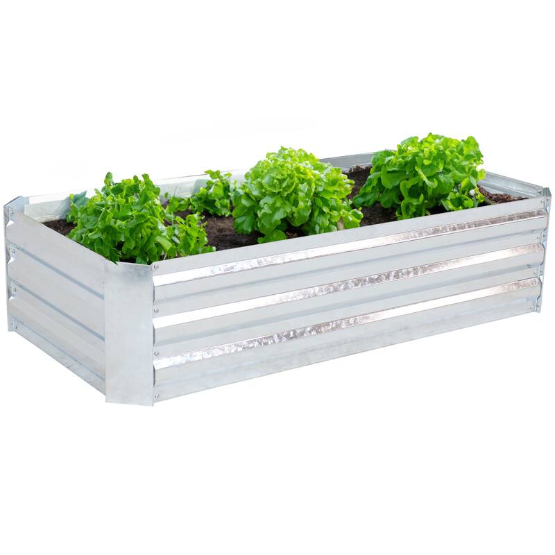 Sunnydaze Galvanized Steel Raised Garden Bed - 4' x 2' Rectangle