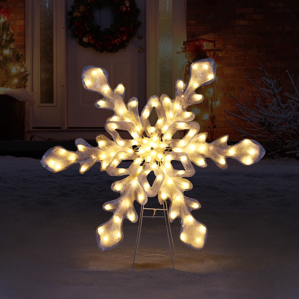 35" Outdoor Twinkling LED Snowflake - White