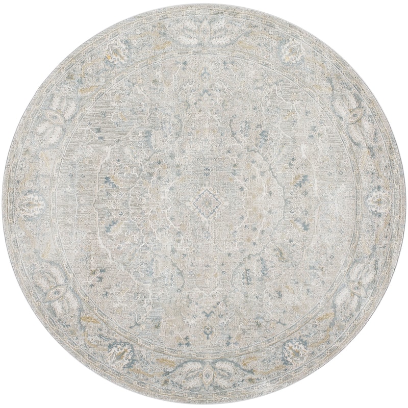 Livabliss Casual Brunswick Medallion Area Rug - 6'7" x 6'7" Round - Grey