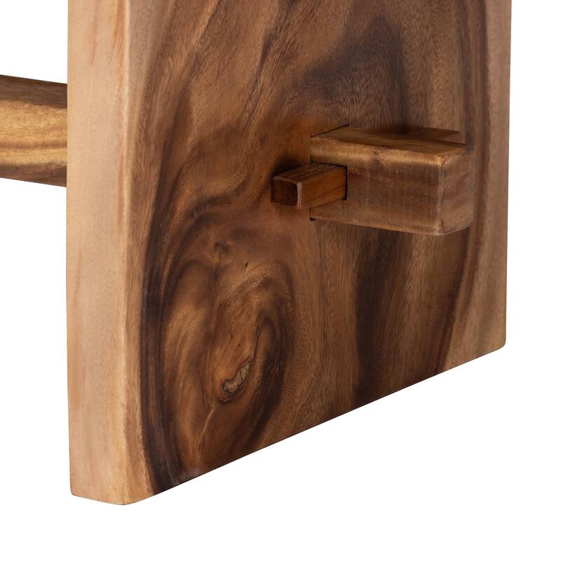 Biyu Suar Wood Dining Table - Handcrafted Rectangular Solid Wood Table with Live Edge Details, Rustic Modern Style