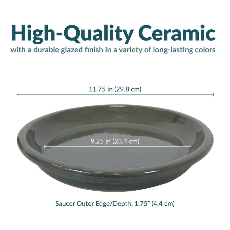 Sunnydaze Set of 2 Glazed Ceramic Planter Saucers - 9"
