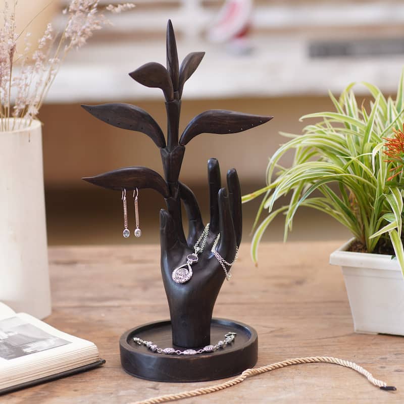 Novica Handmade Plucking Dreams Wood Jewelry Stand