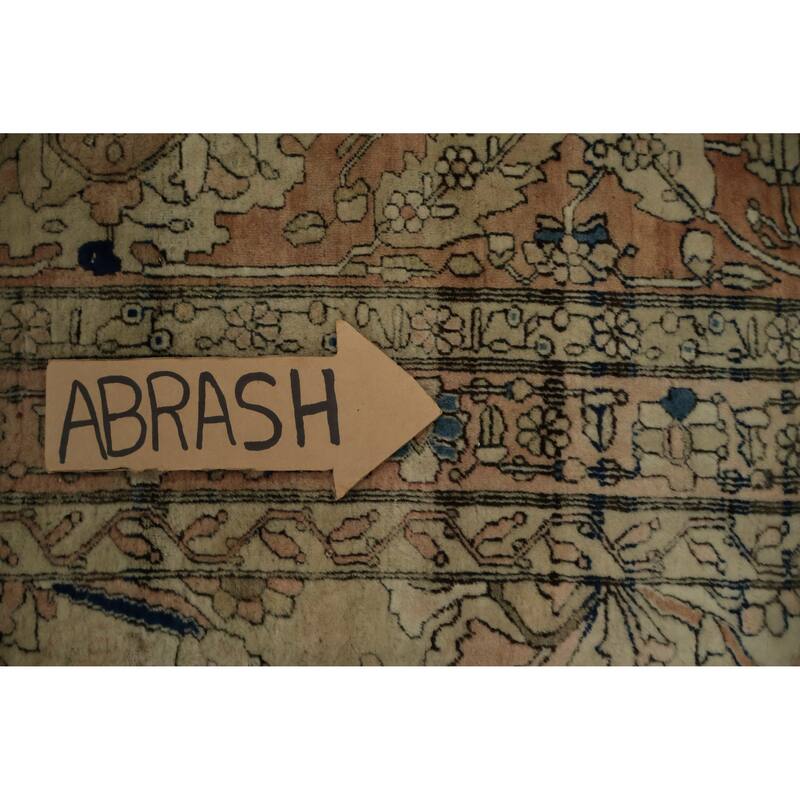 Hand Knotted Oriental 100% Wool Carpet Traditional Floral Beige & Ivories Kashan (Mohtasham) Area Rug - 16' 7'' X 12' 0''