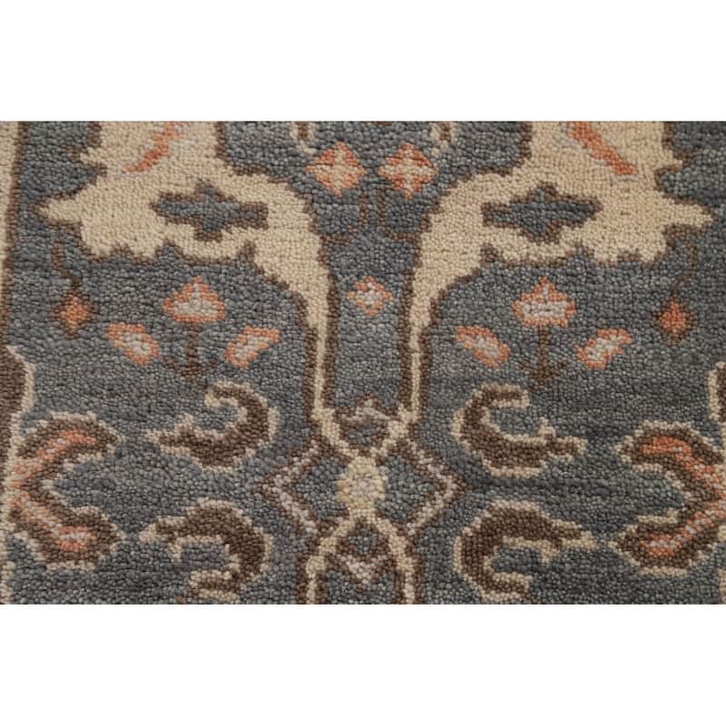 Oushak Indian Runner Rug Hand-Knotted Transitional Grey Wool Carpet - 2'7"x 8'0"