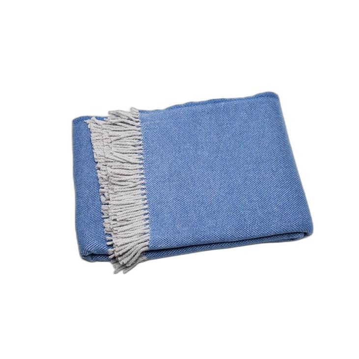 Cobalt Blue Mini Dot Fringed Throw Blanket - Bed Bath & Beyond - 36297303