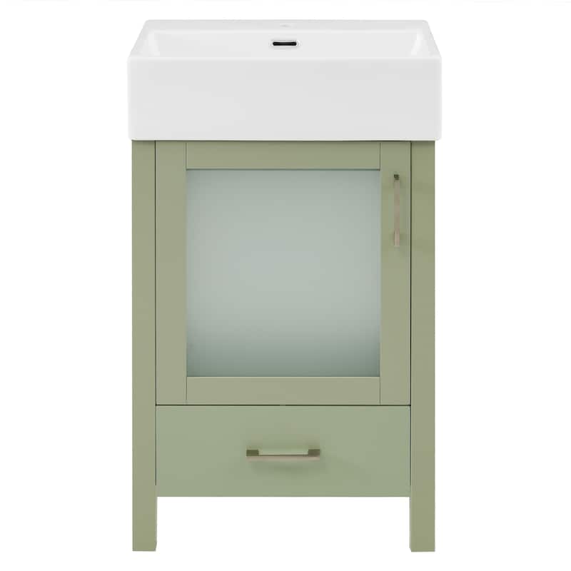 GDFStudio - Solis Wood & Ceramic Modern Bathroom Vanity with Sink & Drawer
