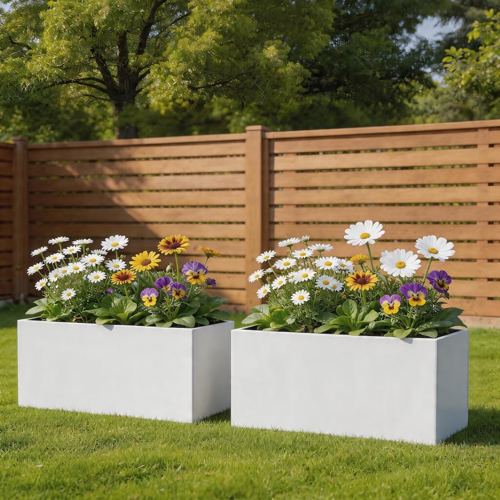 2-Piece 29-inch Outdoor Metal Galvanized Steel Planter Box