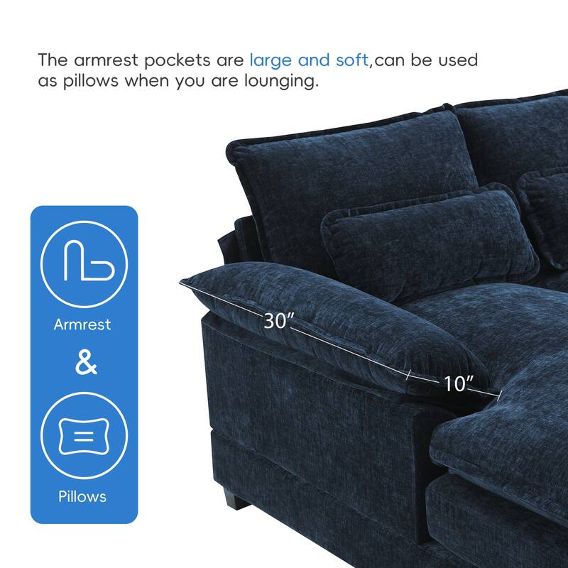 Modular U-Shaped 6-Seat Sofa with Chaise, Double Cushion Upholstered Sleeper for Living Room