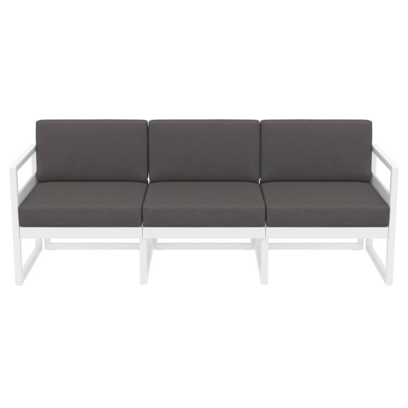 79" White Outdoor Patio Sofa with Sunbrella Charcoal Gray Cushion
