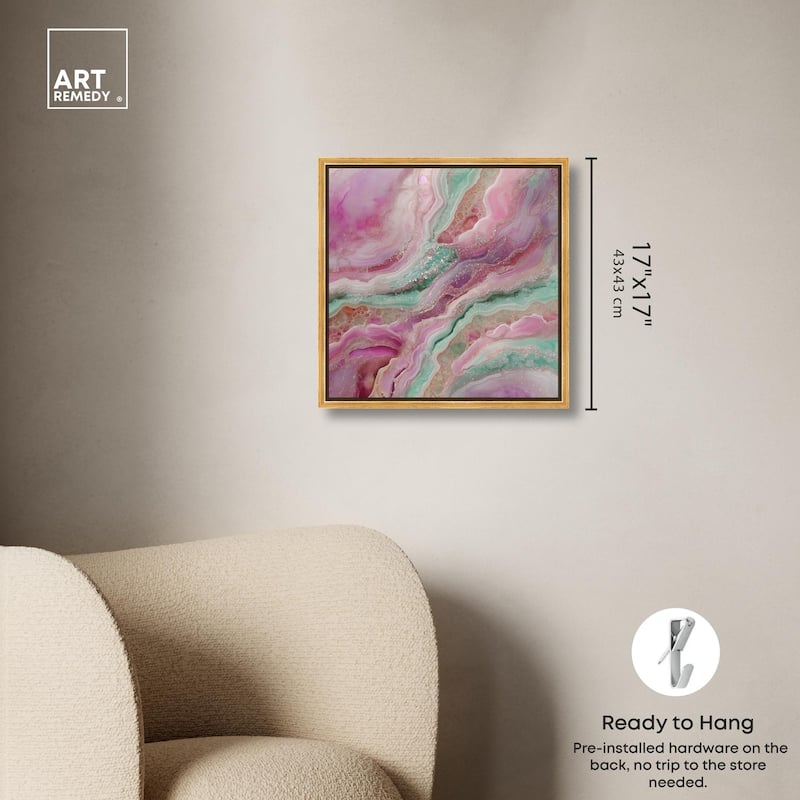 Pink and Mint Crystal IV Canvas by Art Remedy