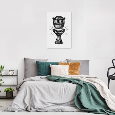 Wynwood Studio Canvas Bath and Laundry Toilet Sign Black and Modern & Contemporary Wall Art Canvas Print