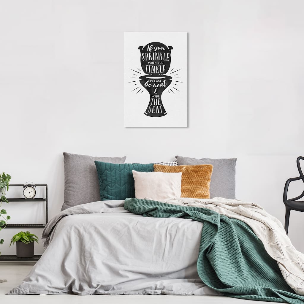 Wynwood Studio Canvas Bath and Laundry Toilet Sign Black and Modern & Contemporary Wall Art Canvas Print